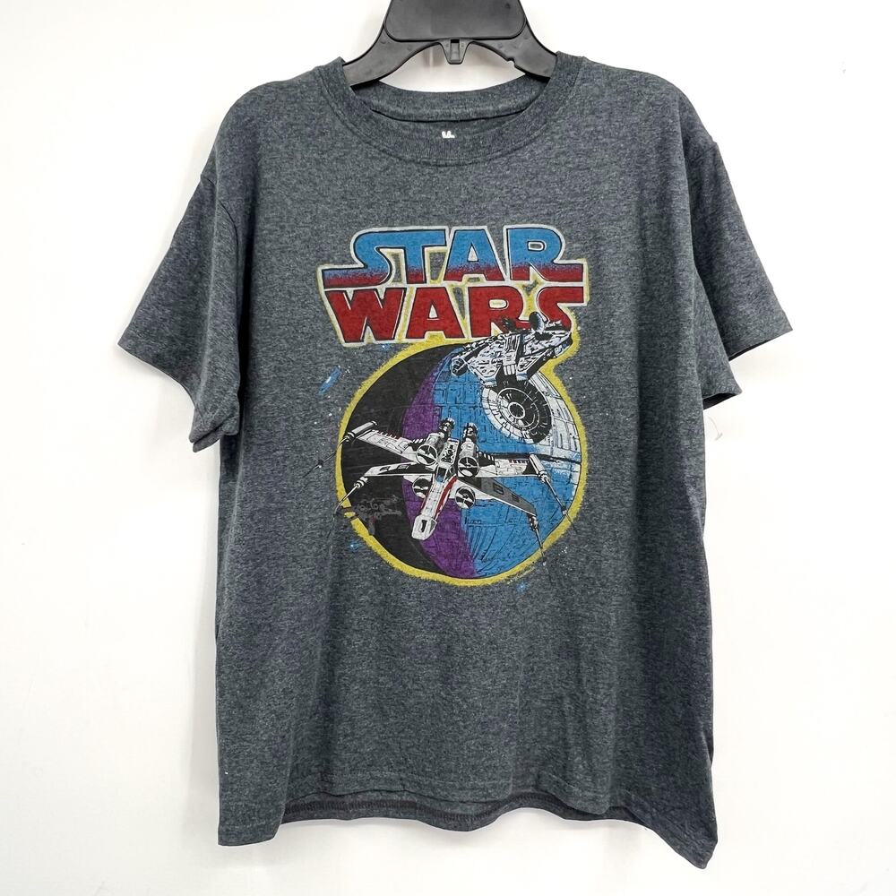 JUNK FOOD CLOTHING KIDS Star Wars Graphic T-Shirt Large Gray NWT